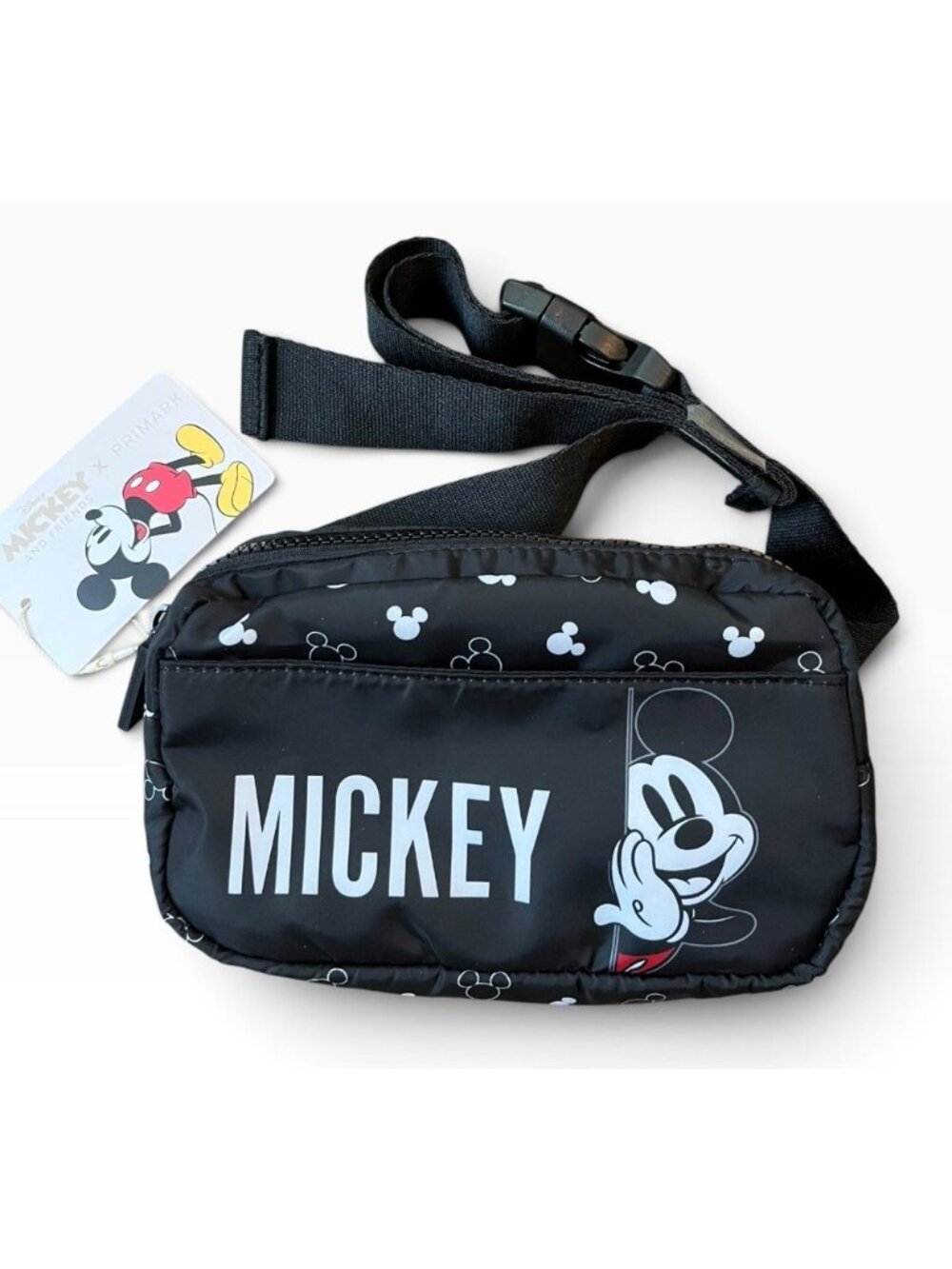 Disney Mickey Mickey Mouse Black Belt Bag Fanny Pack Water Resistant NWT